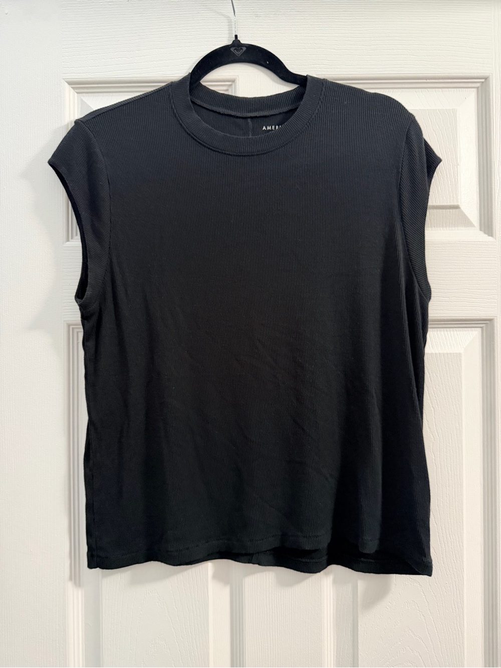American Eagle Outfitters Black Ribbed Muscle Tee